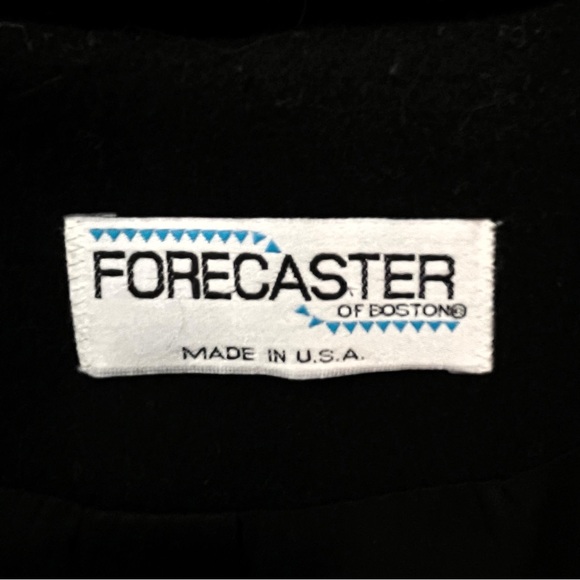 Vintage Forecaster Of Boston Long Black Wool Coat With Velvet Hood Size 4 - Picture 5 of 8